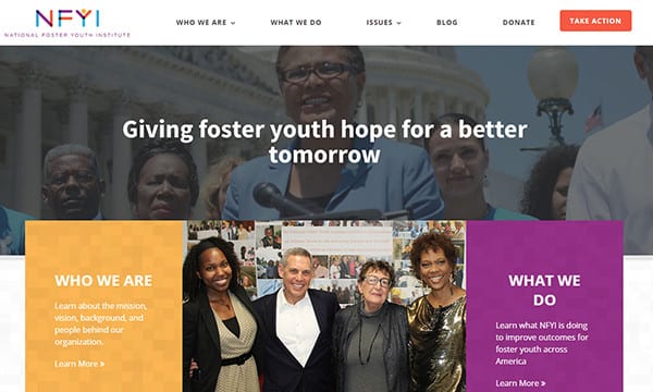 NFYI In The News-05 - May 2016 - Screen Shot of New Website Giving Foster Youth Hope for a Better Tomorrow